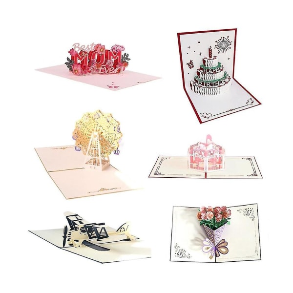 3D-ponnahduskortit kirjekuorilla Käsintehdyt kortit syntymäpäivän häääidille