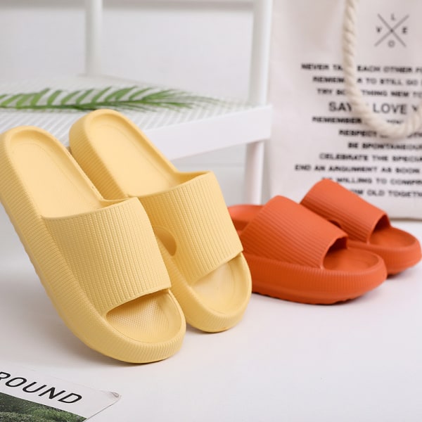 Dametøfler Sommer Soft Sole Sandaler Sklisikker sko yellow