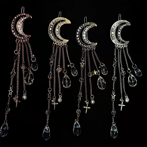 Moon Tassel Hårnål Rhinestone Tofs Huvudbonader golden