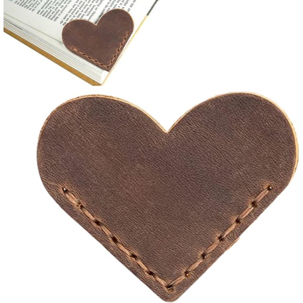 Hjerteformet læderbogmærke i læder - Vintage læderhjertebogmærke Hjerte PU læderbogmærke