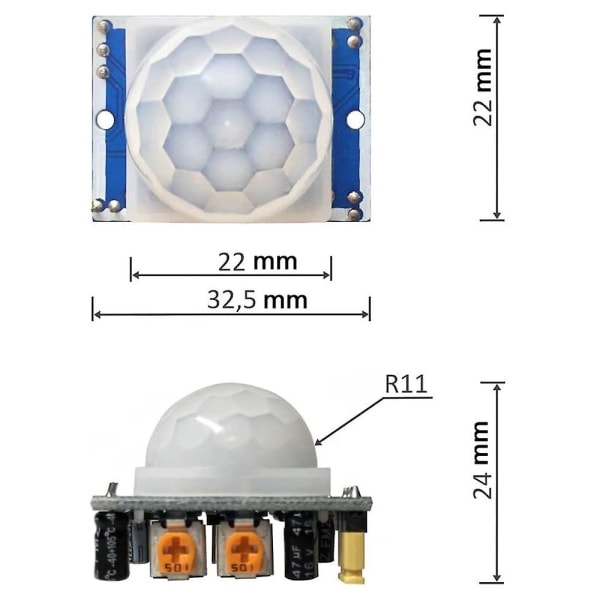 3 stk Hc-sr501 Pir Bevægelsessensor Infrarød Ir-sensor Menneskekroppsdetektormodul