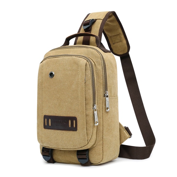 Uformell utendørs bag i retro canvas crossbody for menn khaki