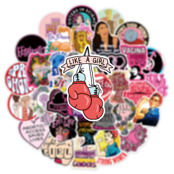 50 STK feministiske graffiti-klistremerker Girly Girl Power Stickers