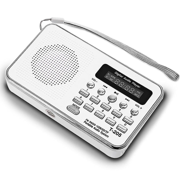 Bærbar Mini Am Fm Radio Stereo Højttaler Support SD/TF-kort med Usb (hvid)