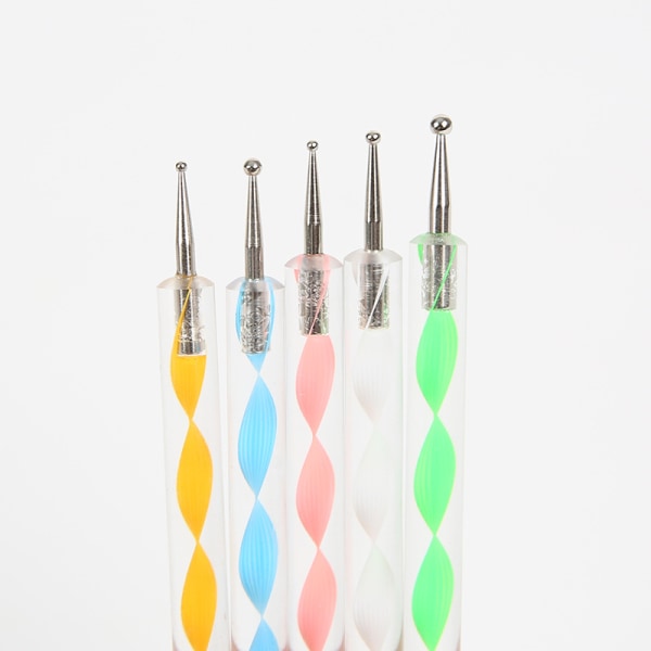 5 stk Prikkeverktøy Blyanter Nail Art Manikyr Flerfarget Dot Drill Pen Dot Drill Pen Sett