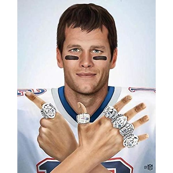 Alla 6-faldiga New England Tom Championship-patrioter Brady Rings Set Wit