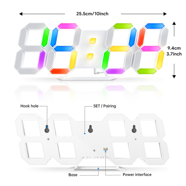 led smart digital klokke klokke veggklokke stue multifunksjon elektronisk klokke veggoppheng