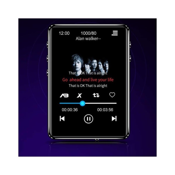 16 GB MP3-spiller med Bluetooth 2,4 tommers full berøringsskjerm