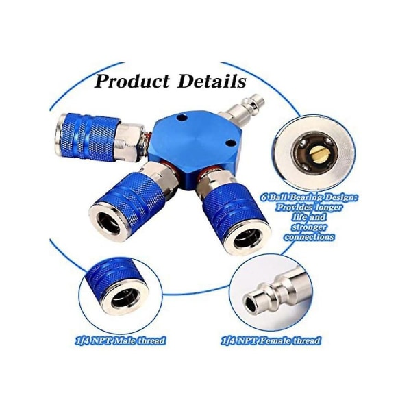 2 kpl ilmaletkuliittimet 3-tieilmaletkuliittimet 1/4 tuuman Npt ilmakompressoriliittimet ilmakompressori