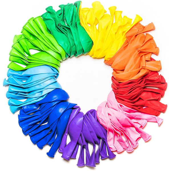 100 stk Ballonger Regnbuesett Assorterte lyse farger
