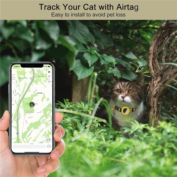 Airtag Cat Collar Bell Tassel Pet Collar gul