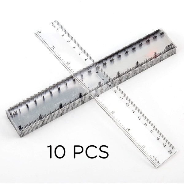 10-pack klar plastlinjal Student skolkontorsmätverktyg 20cm