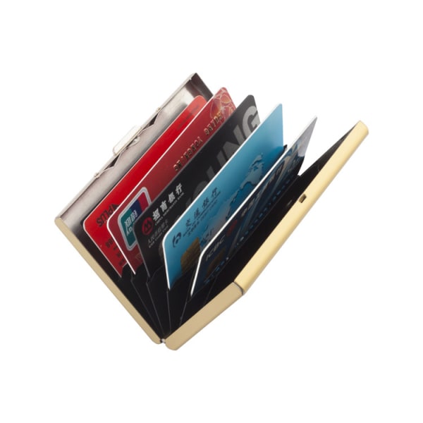 Kreditkortsplånbok i metall, visitkortshållare i rostfritt stål guld