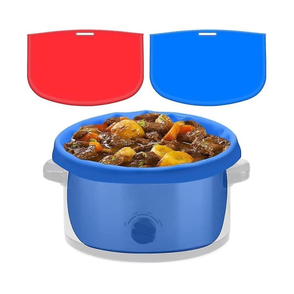 2-pack Slow Cooker Liners - Återanvändbar spisavdelare, silikonmatlagningspåsar Passar 6 Quarts Pot (röd+bl)