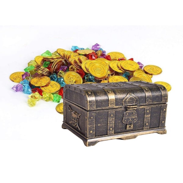 Skattekiste Pirat guldmønter Piratskattelegetøjssæt