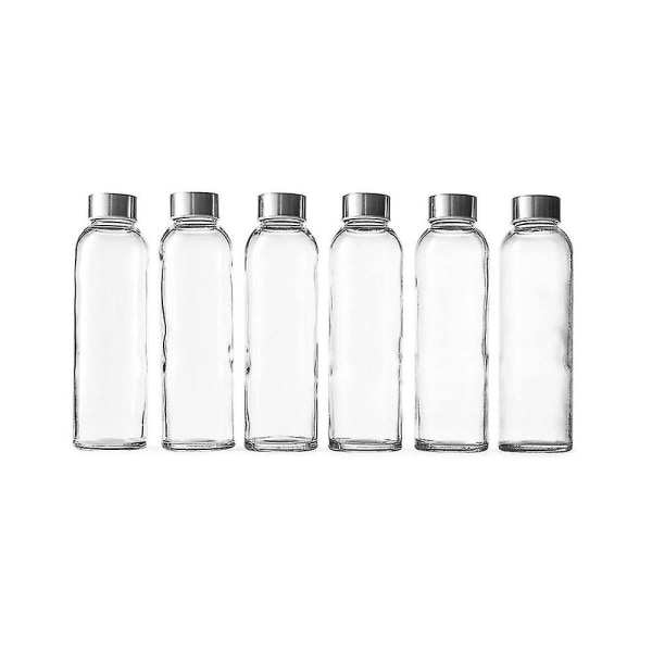 18 oz klara glasflaskor med lock Naturfri vänliga, återanvändbara påfyllningsbara vattenflaskor för J