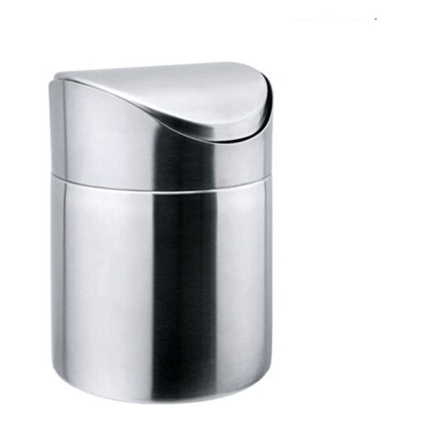 Skraldespand Rustfrit stål Mini Bordspand Affaldsbeholder Affald silver