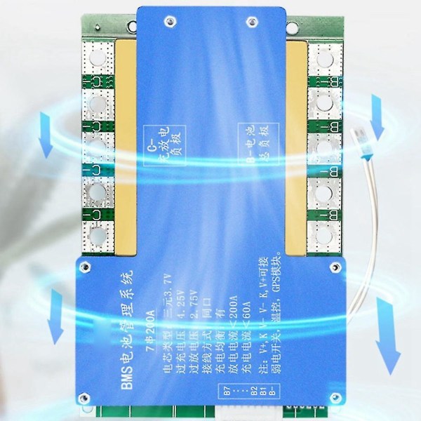 Bms 7s 24v 100a 18650 Lithium Battery Pack Board Bms Equalizer Pcb Temperaturskydd Belt Line