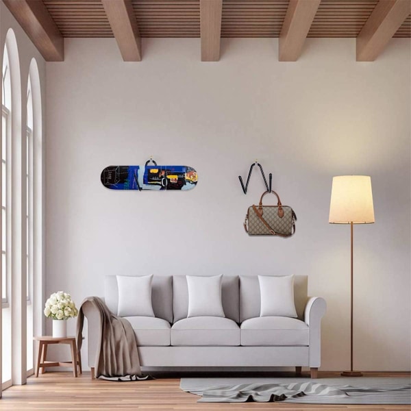 Skateboardhållare set om 2, väggfäste, krokfästen med skruvar för att hänga skateboards, väggfästen, gitarrstativ