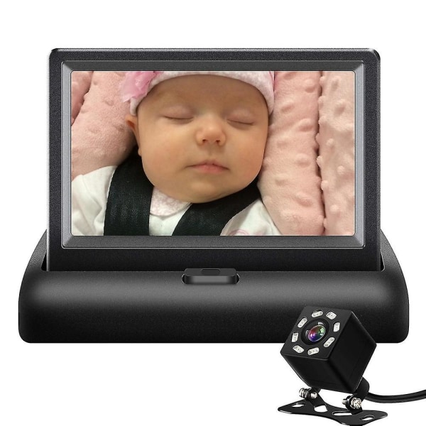 Bil babykamera 4,3 tommer bilskærm med IR nattesyn, Plug and Play