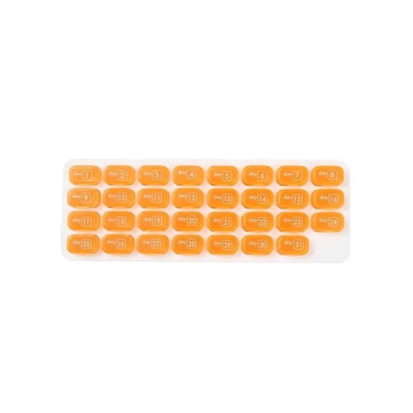 Pilleboks 31 dagers bærbar tablettboks Måned Medisinboks orange