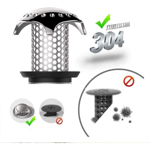 Avloppssil hårfångare badkarsvask 304 rostfritt stål