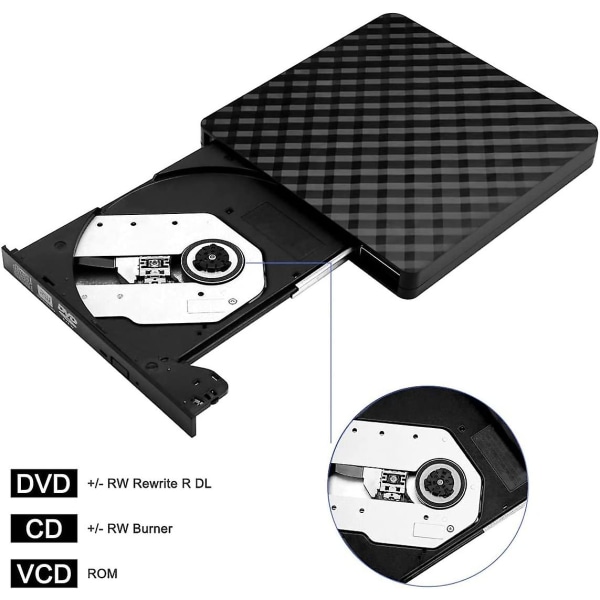Neliömäinen kuviollinen USB3.0 ulkoinen optinen asema dvd-tallennin