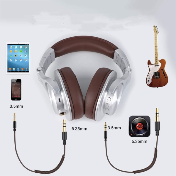 Bluetooth hörlurar över örat, HiFi stereohörlurar trådlösa brun