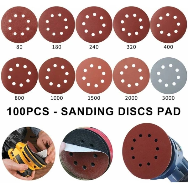 Sandpapir 100 125 mm slibeskiver, skiver, sandpapir (Type A) emballage