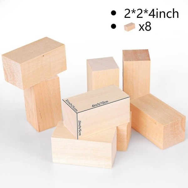 Basswood Carving Blocks 4 X 2 X 2 Tommer, store Whittling Wood Carving Blocks Kit til børn Voksne Begi