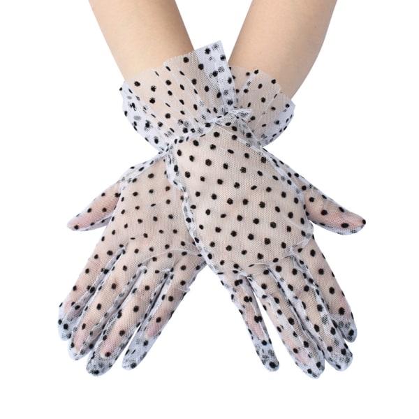 Andningsbara spetsar för kvinnor sexiga mesh dot handskar