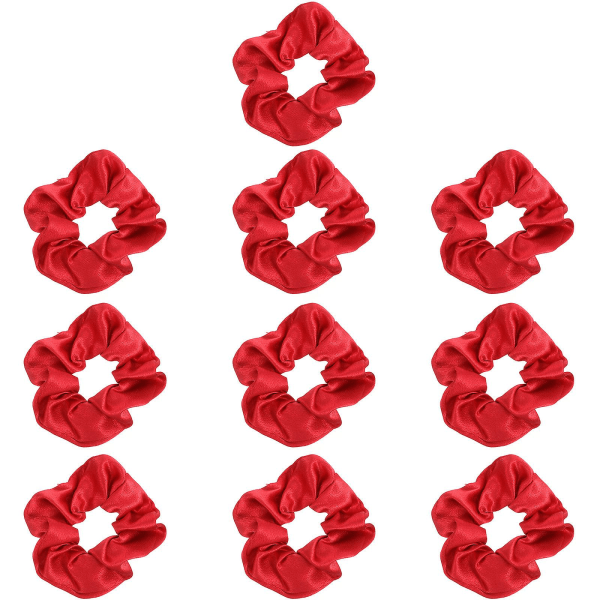 10 stk Hair Scrunchies Lett Kreativ Praktisk Elastikk red