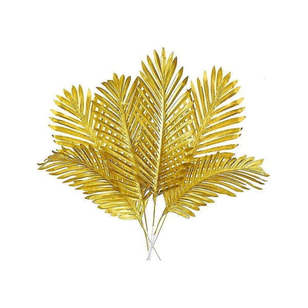 8 st konstgjorda guld palmblad Realistiska gyllene växter blad guld tropiska palmblad faux guld le