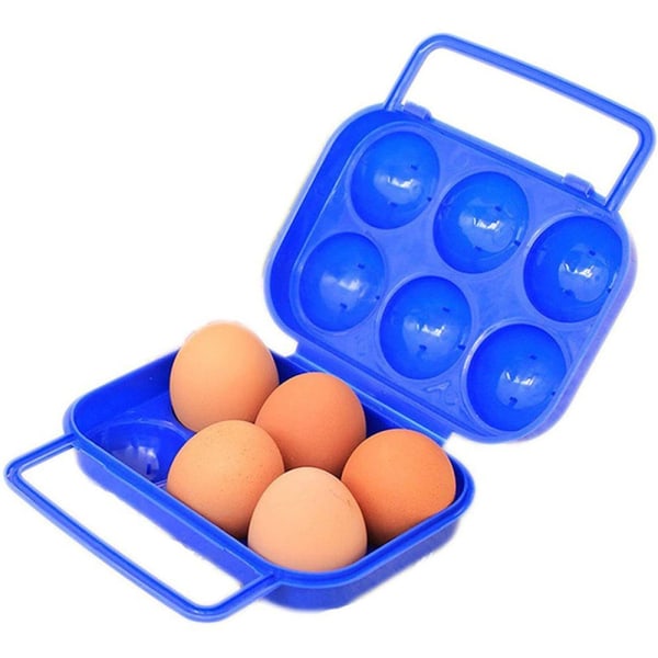 Eggkoker 2 stk bærbar eggholder i plast (blå, grønn)