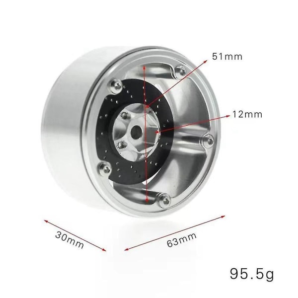 2.2 Metallihelmilukituspyörän napavanne jarrulla Dsic 1/10 Rc tela-autolle Axial Scx10 Wraith R