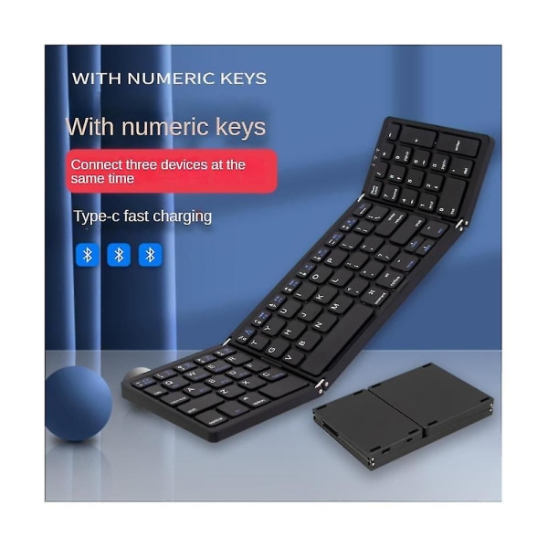 Foldbart tastatur - sammenfoldelig trådløst tastatur med touchpad-mus Genopladeligt mini-tastatur til gevinst