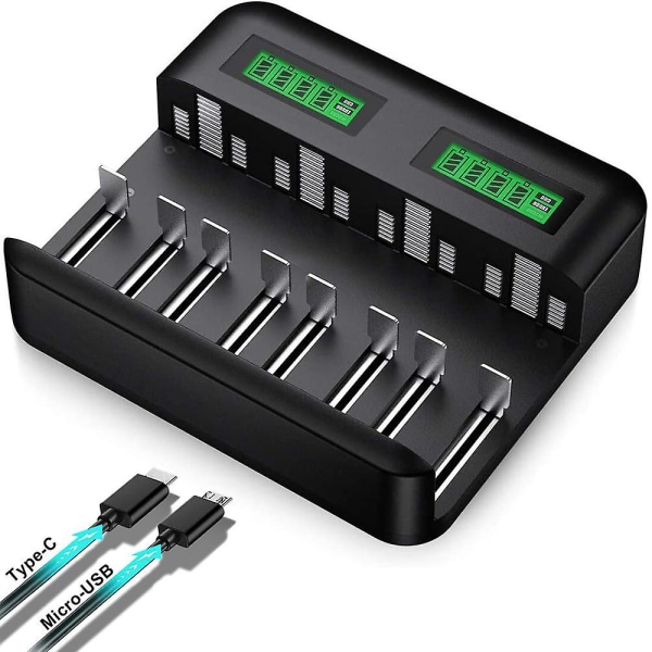 Lcd Universal Battery Charger-8 Bay Aa /aaa /c /d Batteriladdare