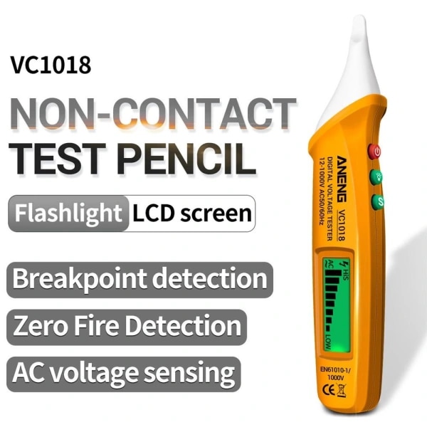 Voltmeter Elektrisk sensor Testpen Digital AC Voltmeter Orange