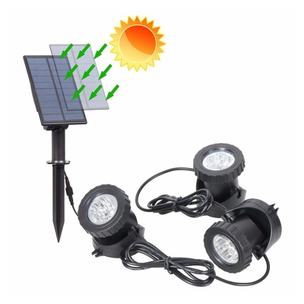 Solar dambelysning, damlampe med IP68 vanntett