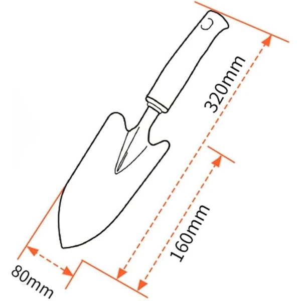 Havearbejde med ergonomisk håndtag, der ikke glider, til plantning, omplantning, lugning (bred skovl)