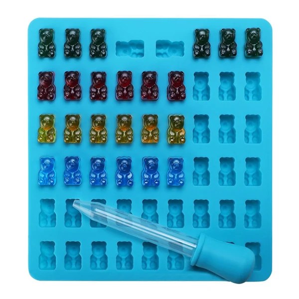 Is/Choklad/Geléform Ice/Chocolate/Jelly Molds with 50 Gummy Bears with Straws Silicone Ice Tray Gummy Bears Ice Cube Cutter