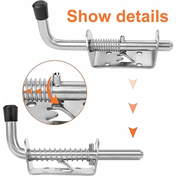 Fjærlås i rustfritt stål, Fjærport Lås Dørlås Fjær Kjøretøy Justerbart Galvanisert tilbehør Gjør-det-selv-verktøy 12,84,7 cm (2 stk)