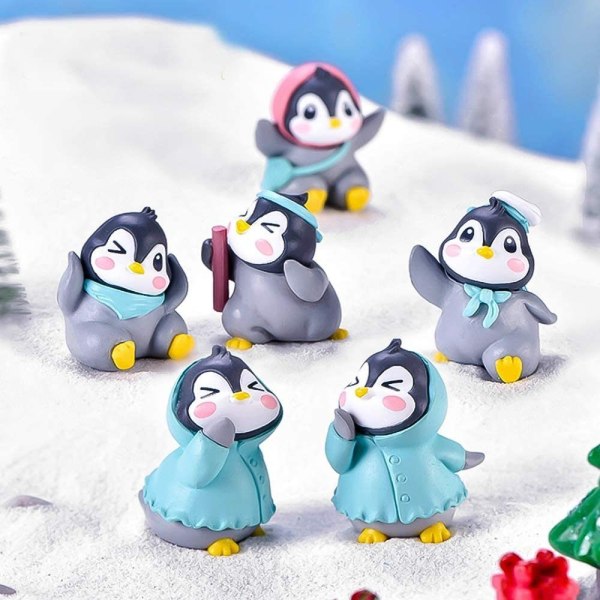 Pingviinihahmot, 6 kotisisustuseläinhahmon set