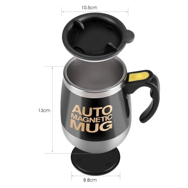 Magnetisk blandningsmugg Självrörande kaffemugg Rostfritt stål black