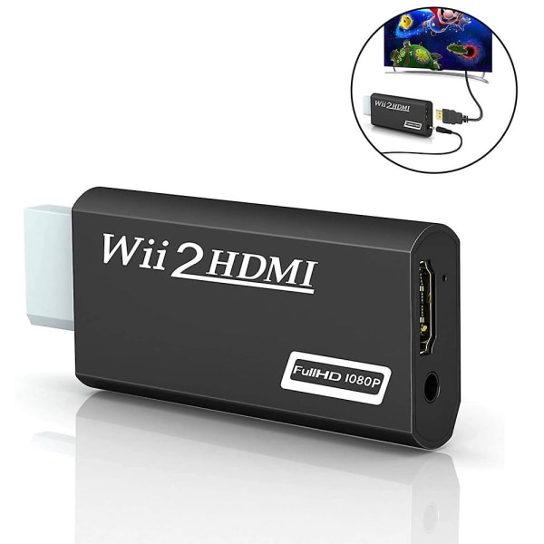 Wii Hdmi Converter Adapter, Wii Till Hdmi Connector Output Video 3,5 mm