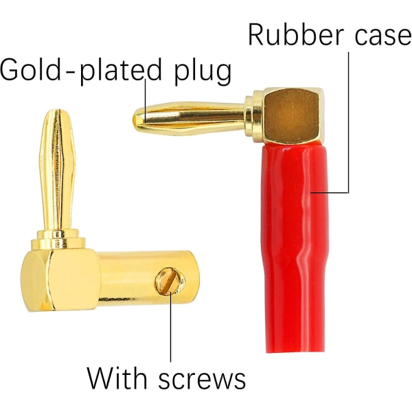 Grade bananpluggar rätvinkliga 4mm ren koppar guldpläterade bananpluggkontakt