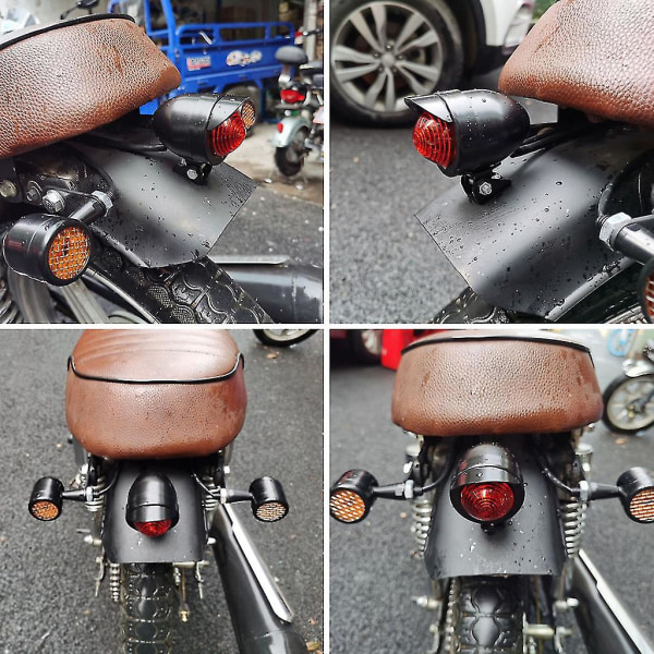 1-pack Motorcykelstopp bakljus Vattentät aluminiumlegering retro baklykta