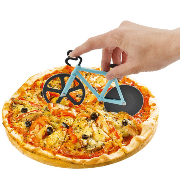 1 stk. rustfrit cykel pizzaskærer, pizzahøvl værktøj blue