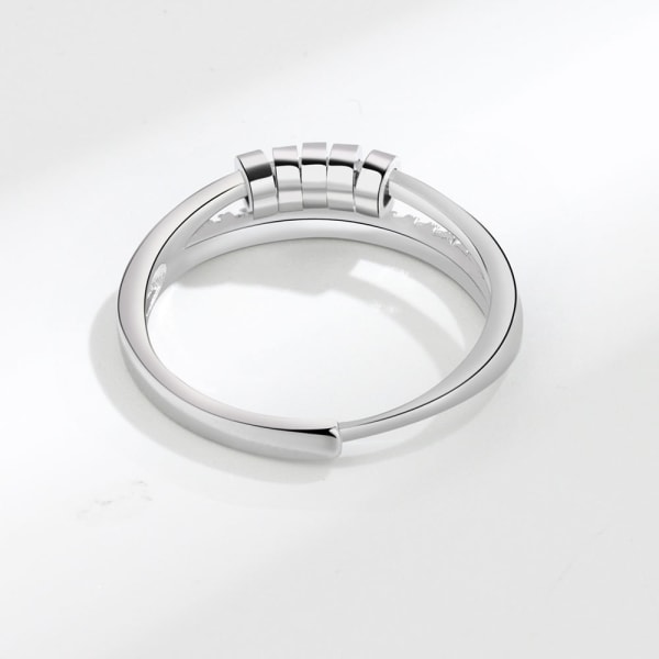 Anti stress ring justerbar sølv størrelse 18 fem ring zirkon roterende ring