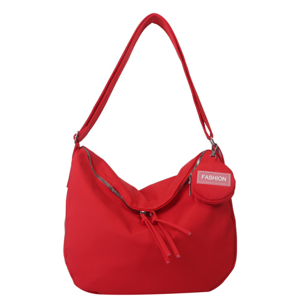 Röd axelväska i canvas för kvinnor med stor kapacitet röd crossbody-väska med hängande multifunktionell crossbody-väska